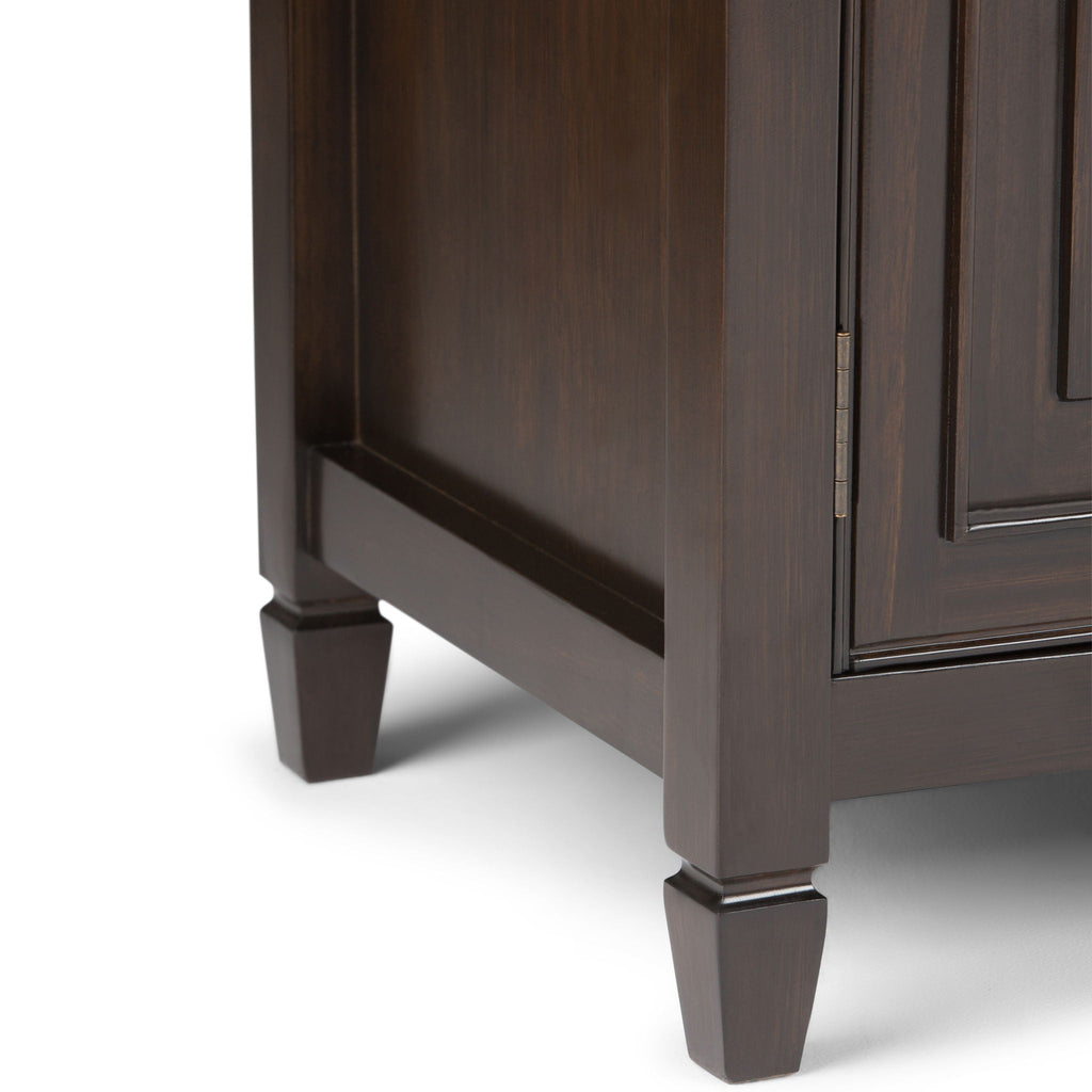 Wide Solid Wood TV Stand with Ample Storage - Dark Brown, White, Gray