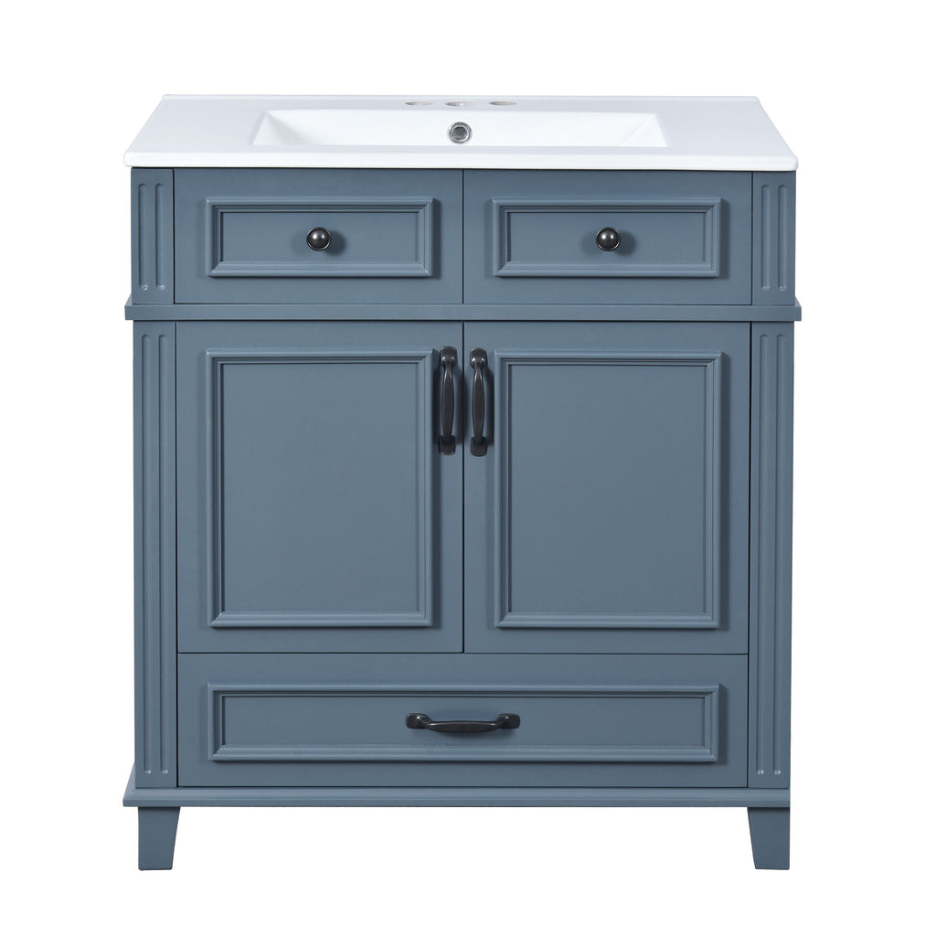 Bathroom Vanity with Sink and Storage Cabinet - White, Blue, or Dark Green