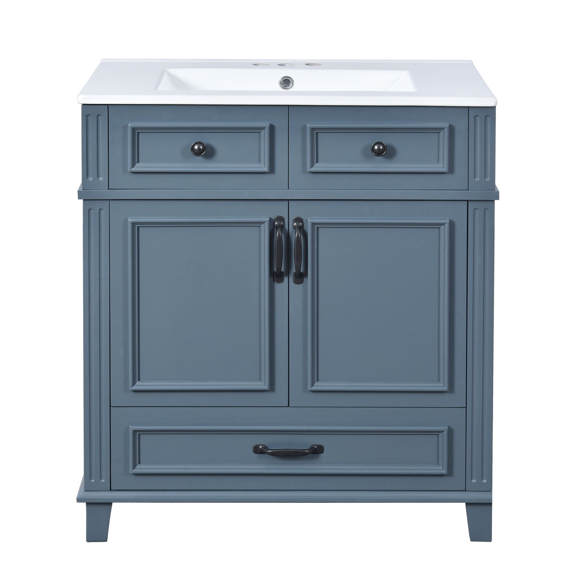 Bathroom Vanity with Sink and Storage Cabinet - White, Blue, or Dark Green