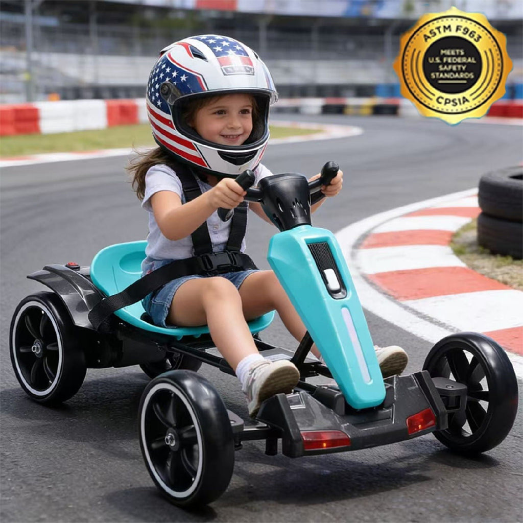 Electric Kids Pedal Go Kart with Adjustable Seat and Foldable Design - Multiple Colors