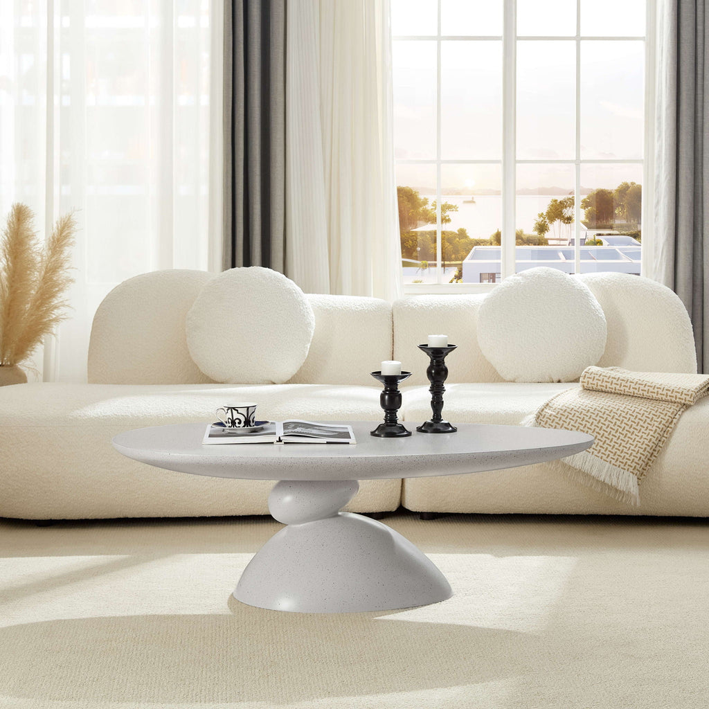 Lucky Stone Shaped Table with Sculptural Base – White, Black, or Gray