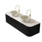 Dina 60" Bathroom Vanity with Sinks and Storage - Black, Carrara White, Stone White or Natural Wood, White