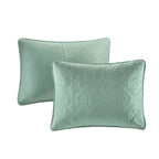 Seafoam 3 Piece Reversible Bedspread Set with Medallion Quilting - Full/Queen