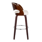 Mid-Century Modern Barstool Set with Swivel Footrest - White or Dark Gray