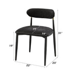 Side Chair Set with Metal Frame and Padded Armrests - Black or Beige