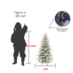 8FT Flocked Artificial Christmas Tree with LED Lights - PE+PVC