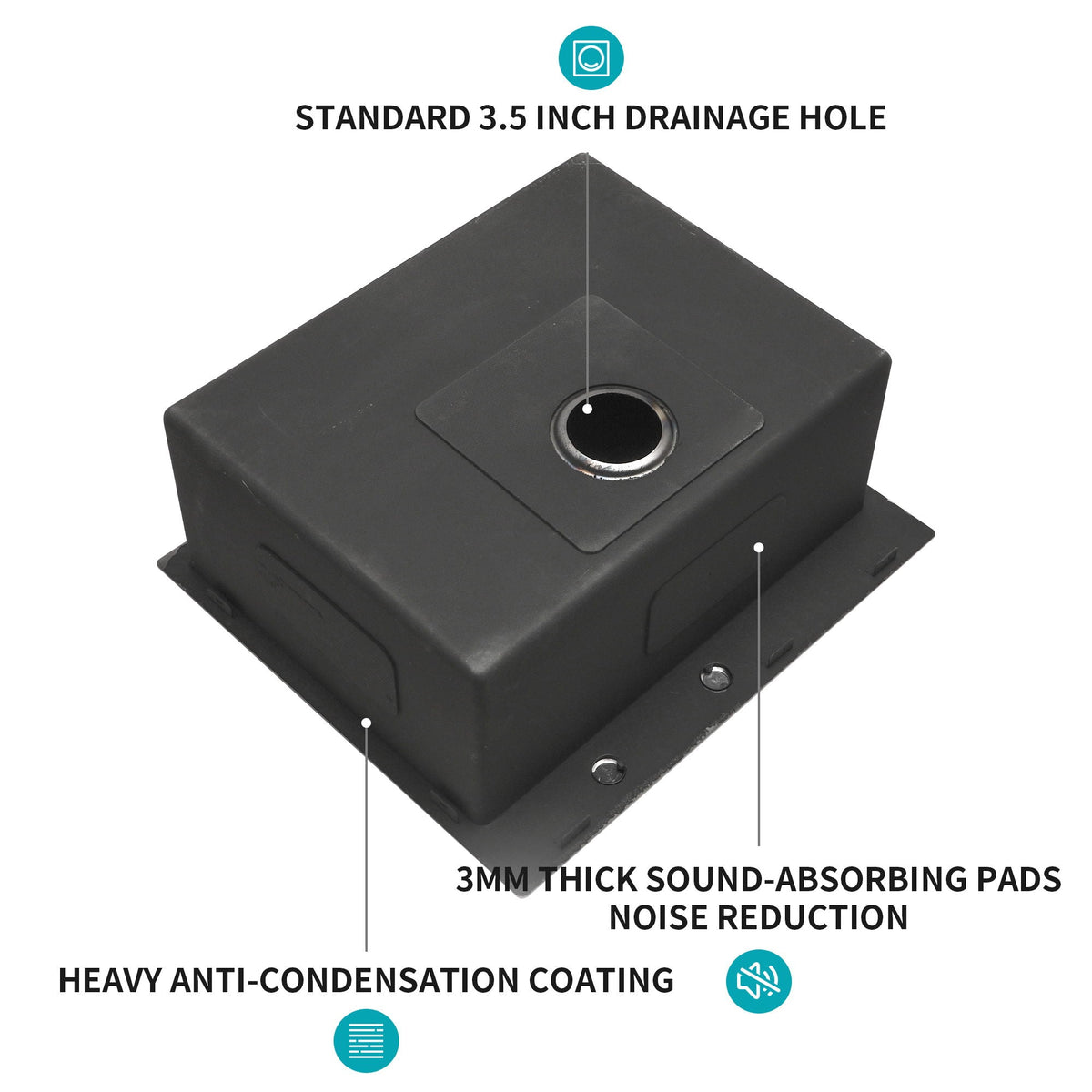 Topmount Kitchen Sink 16 Gauge Single Bowl with Nano Finish - Black