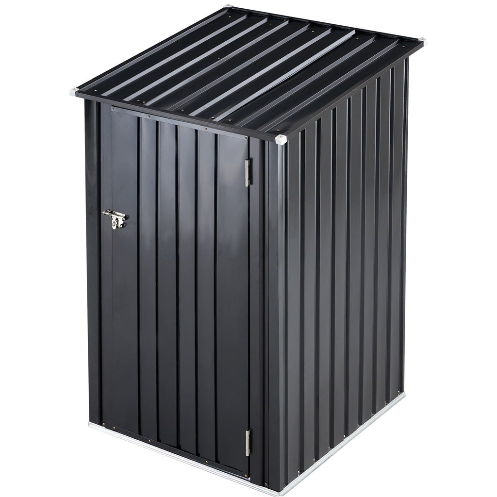 Outdoor Steel Storage Shed with Lockable Door - Black