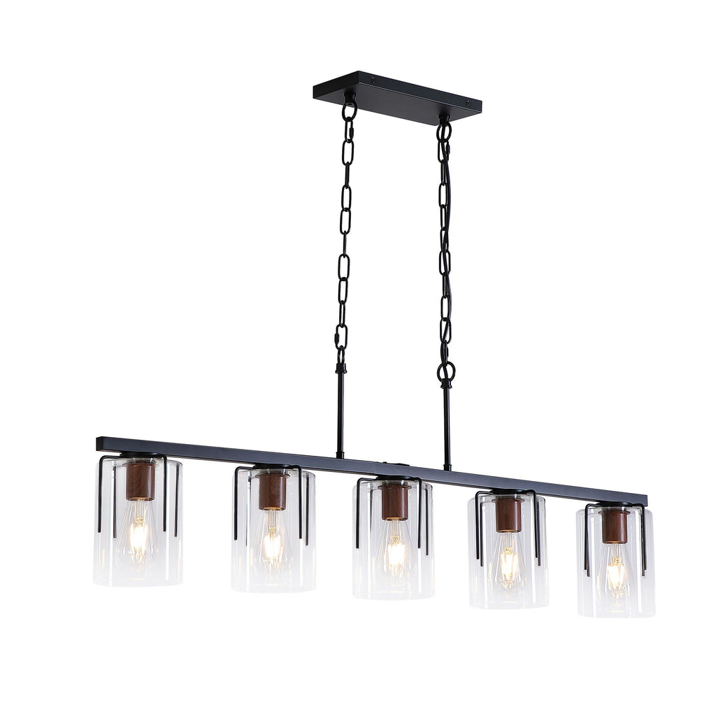 Adjustable Pendant Lighting with Clear Glass Shade - Black or Gold