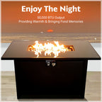 Outdoor Fire Pit Table with Heat Resistant Glass Top - Black