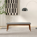 Ash Gray Upholstered Bench with Solid Wood Base - Ash Gray