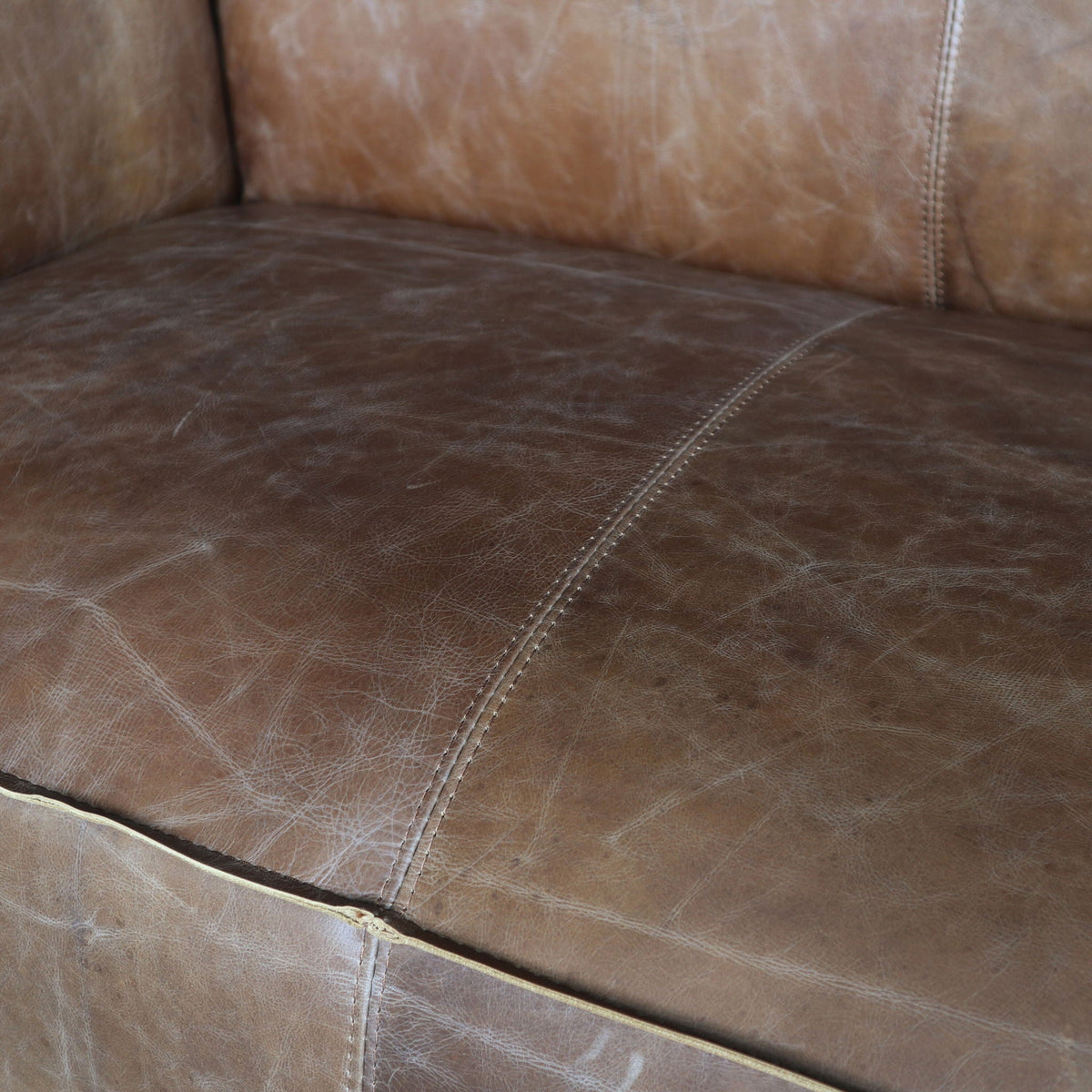 Top Grain Leather 5 Piece Living Room Set with Sturdy Frame - Brown