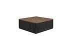 Black Cocktail Table with Casters - Modern Solid Wood Coffee Table