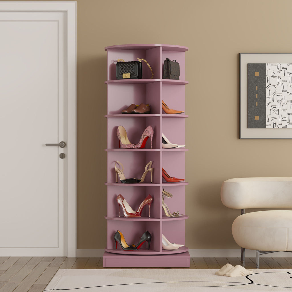 360 Rotating Shoe Cabinet 6 Layers with Space-Saving Rotating Design - Multiple Colors