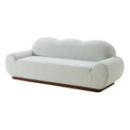 Boucle Curved 3-Seater Sofa with Round Arms - Light Upholstery
