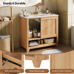 36" Bathroom Vanity with Ceramic Sink and Soft-Close Drawers - White