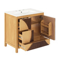 30 Inch Mid-Century Modern Bathroom Vanity with Ceramic Sink - Wood