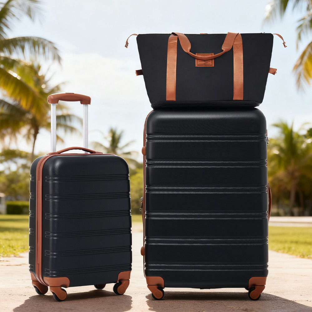 Lightweight Hardshell Luggage Set 2 Piece with TSA Lock - Black, White or Pink