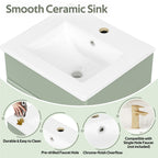 Bathroom Vanity with Sink and Adjustable Shelf - Multiple Colors