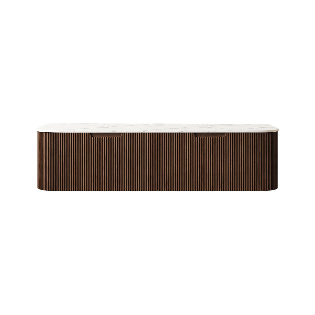 60-Inch Wall Mounted Bathroom Vanity with Carrara Finish - Plywood