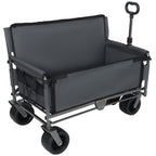 3-in-1 Convertible Folding Wagon Cart with Bench Seat & Storage - Gray