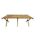 Multi-Function Wooden Foldable Patio Dining Table with Roll-Up Top - Natural