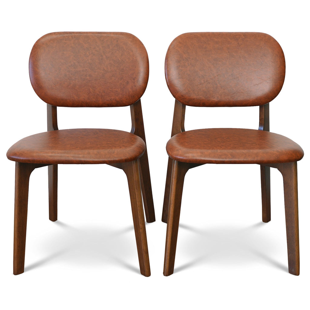 Kelsey Stylish Dining Chair Set of 2 with Solid Wood Construction - Black or Light Brown