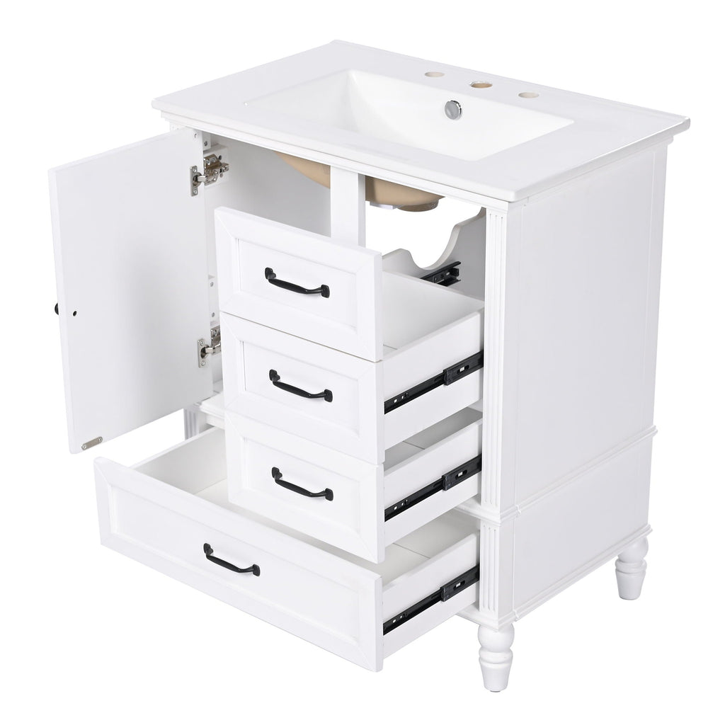 30" Bathroom Vanity with Sink and Soft-Close Drawers - White or Black