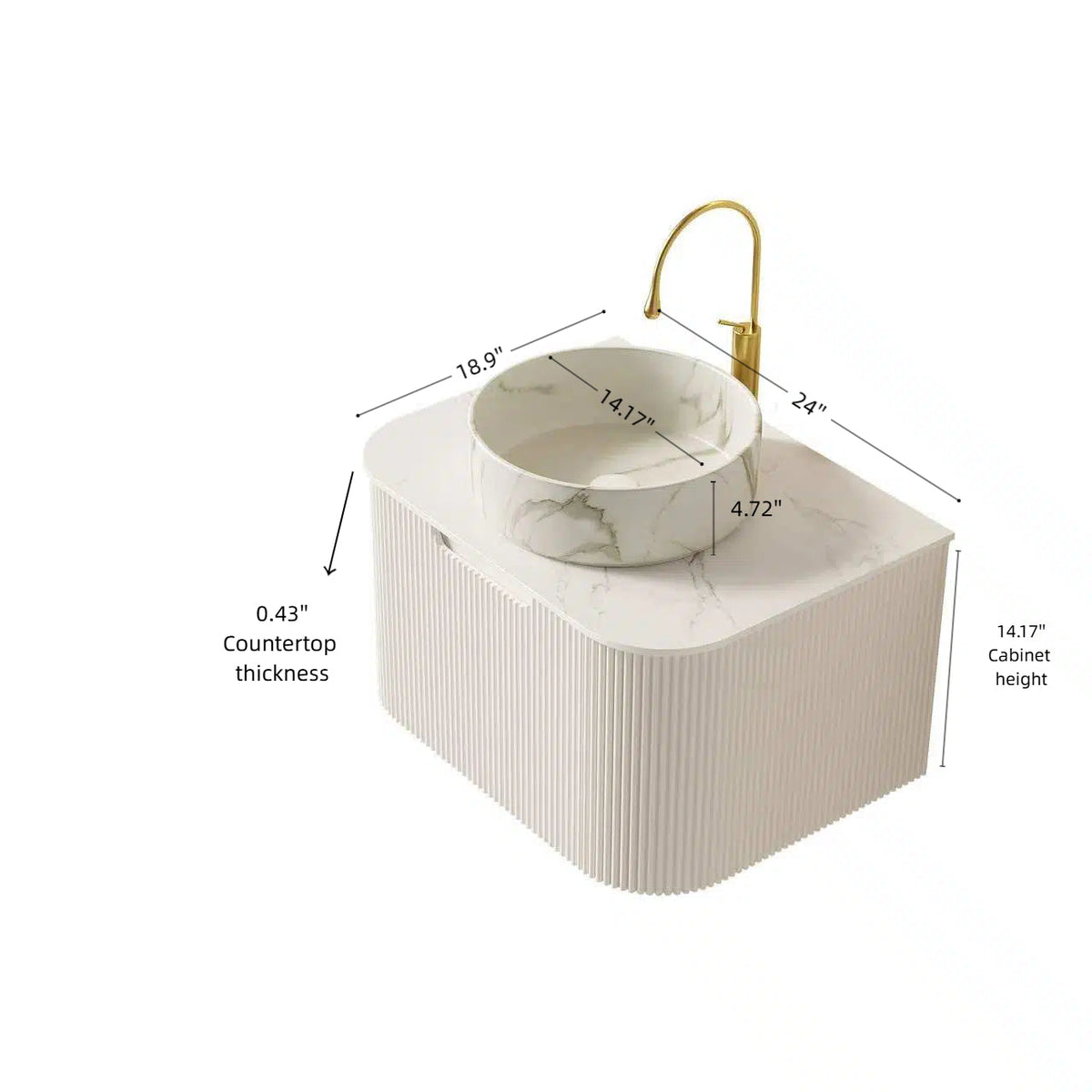 DINA 24" Bathroom Vanity & Sink with Ceramic Basin - Carrara White or White