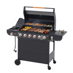 6 Burner Gas Grill with Side Burner - Black