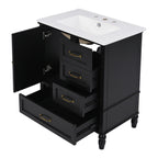30" Bathroom Vanity with Sink and Soft-Close Drawers - White or Black
