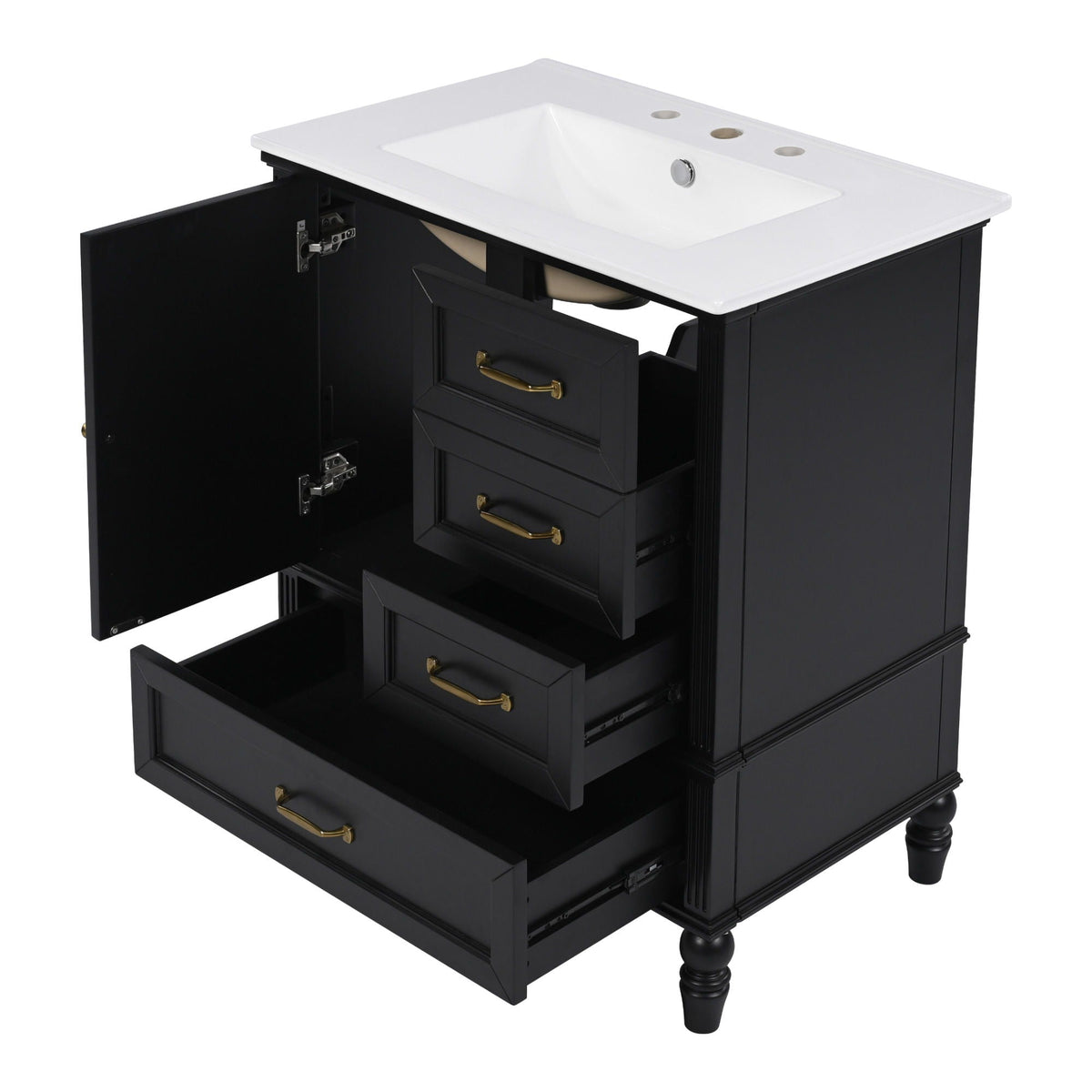 30" Bathroom Vanity with Sink and Soft-Close Drawers - White or Black