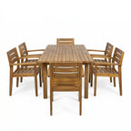 7-Piece Acacia Wood Outdoor Dining Set with Weather-Resistant Finish - Teak