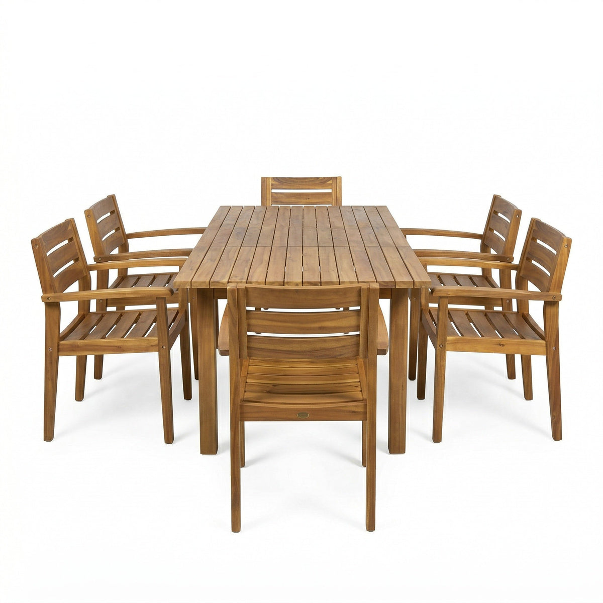 7-Piece Acacia Wood Outdoor Dining Set with Weather-Resistant Finish - Teak