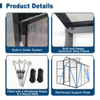 Windproof Greenhouse with Raised Base - Polycarbonate Panels - Black