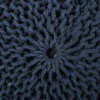 Knitted Cotton Round Pouf Ottoman with Polystyrene Fill - Blue, Dark Red, Yellow