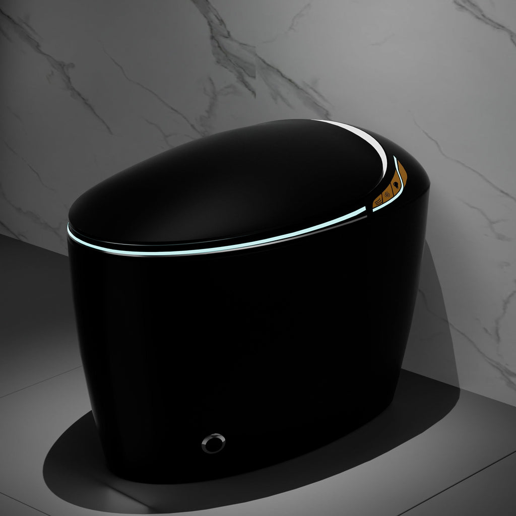 Smart Toilet with Bidet Built In, Auto Open/Close & Foot Sensor - White Porcelain
