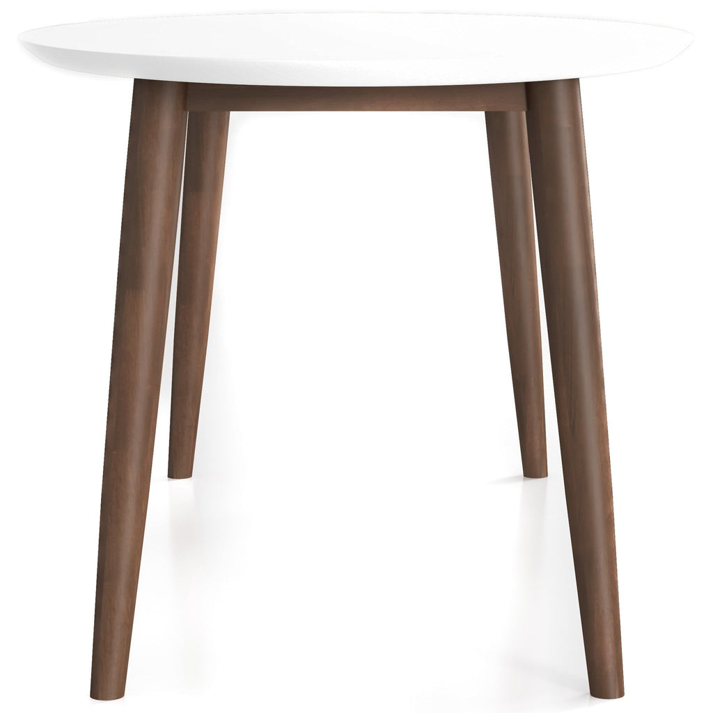 Mid-Century Modern Oval Dining Table with Solid Wood Construction - White