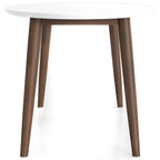 Mid-Century Modern Oval Dining Table with Solid Wood Construction - White