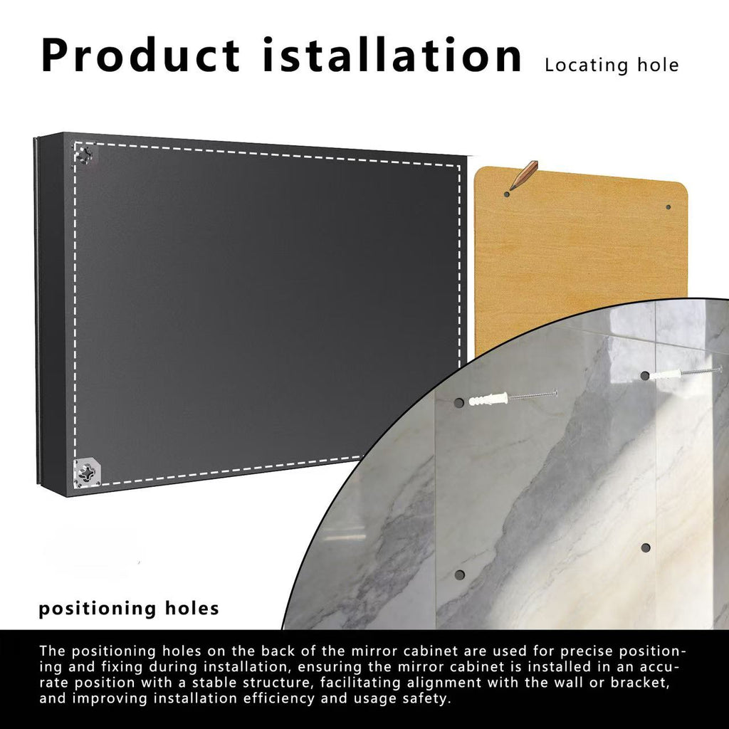 LED Bathroom Medicine Cabinet with Multi-Layer Storage - Aluminium