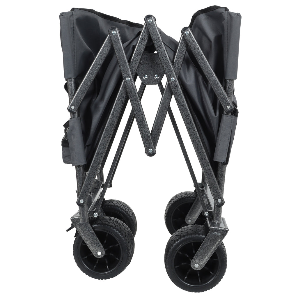 3-in-1 Convertible Folding Wagon Cart with Bench Seat & Storage - Gray