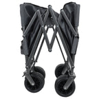 3-in-1 Convertible Folding Wagon Cart with Bench Seat & Storage - Gray