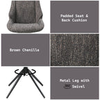 Side Chair Set with Swivel and Cushion - Brown Gray