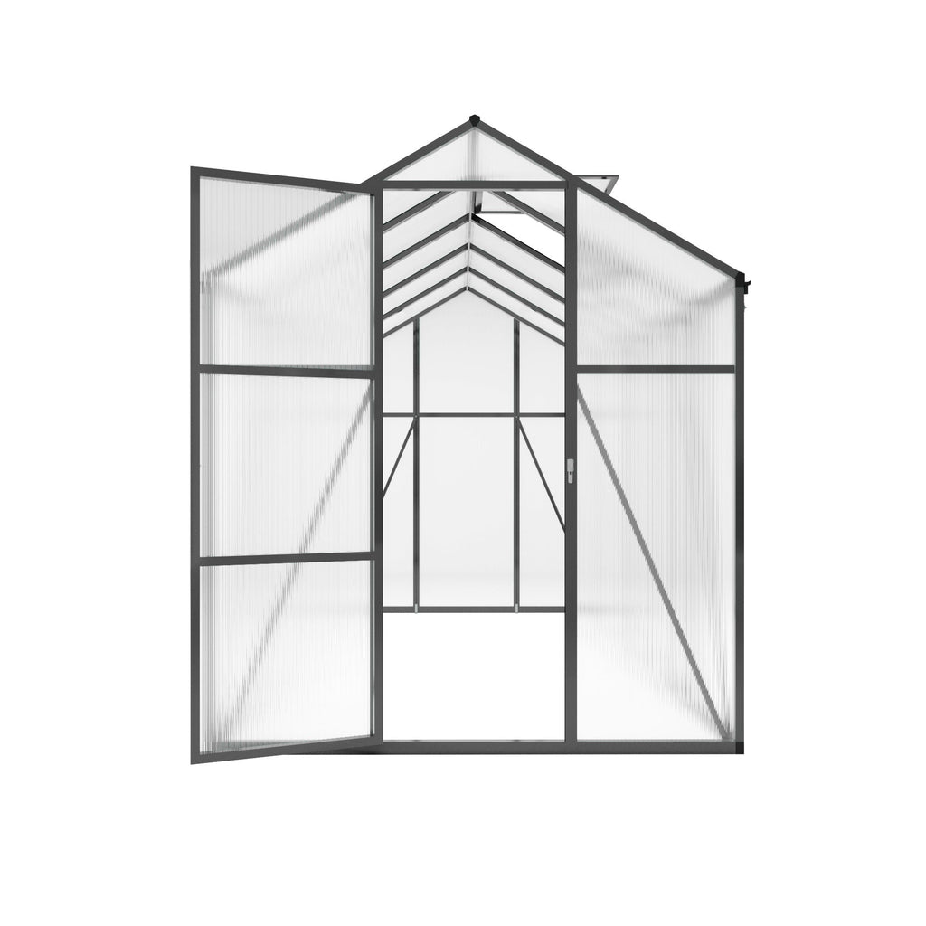 Windproof Greenhouse with Raised Base - Polycarbonate Panels - Black