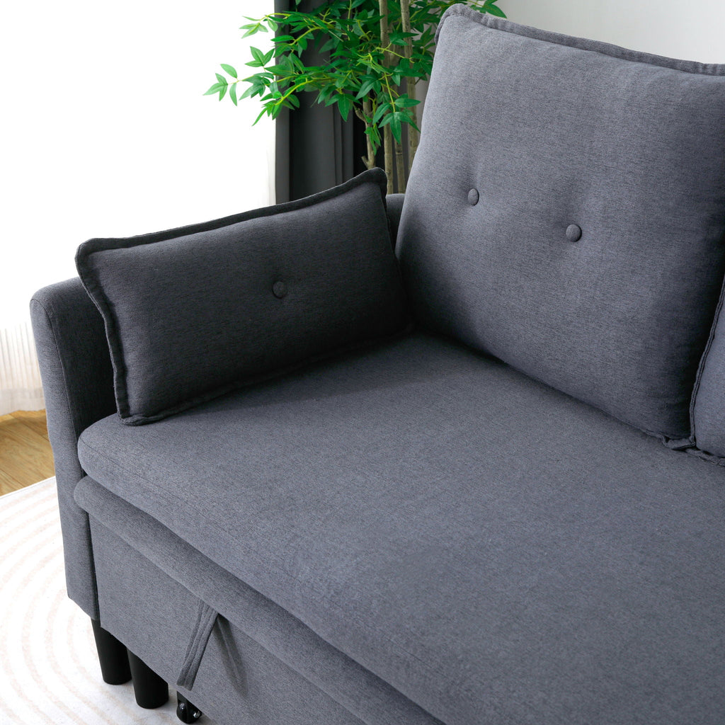 Reversible Chaise Sleeper Sectional Sofa with Storage - Cotton-Linen Upholstery