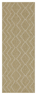 Jute/White Indoor/Outdoor Area Rug with Modern Diamond Motif - 5'3" x 7'3"