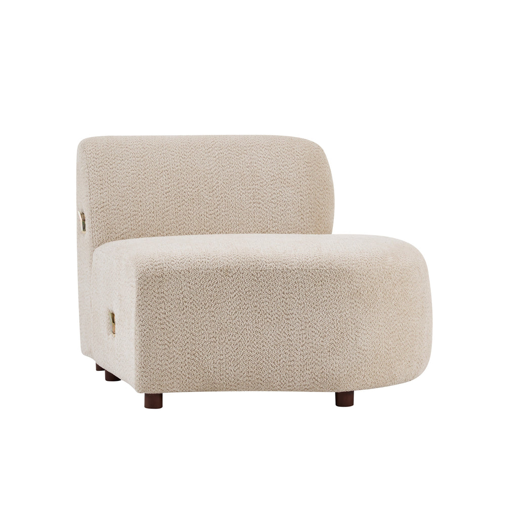 Curved Boucle Sectional Sofa Set with Solid Hardwood Frame - White