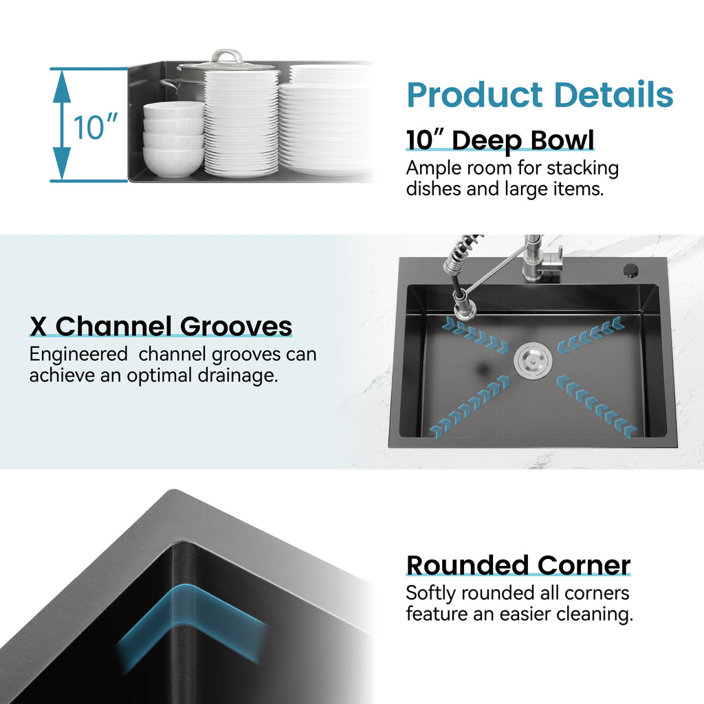 Stainless Steel Kitchen Sink with Single Bowl Undermount - Satin Finish