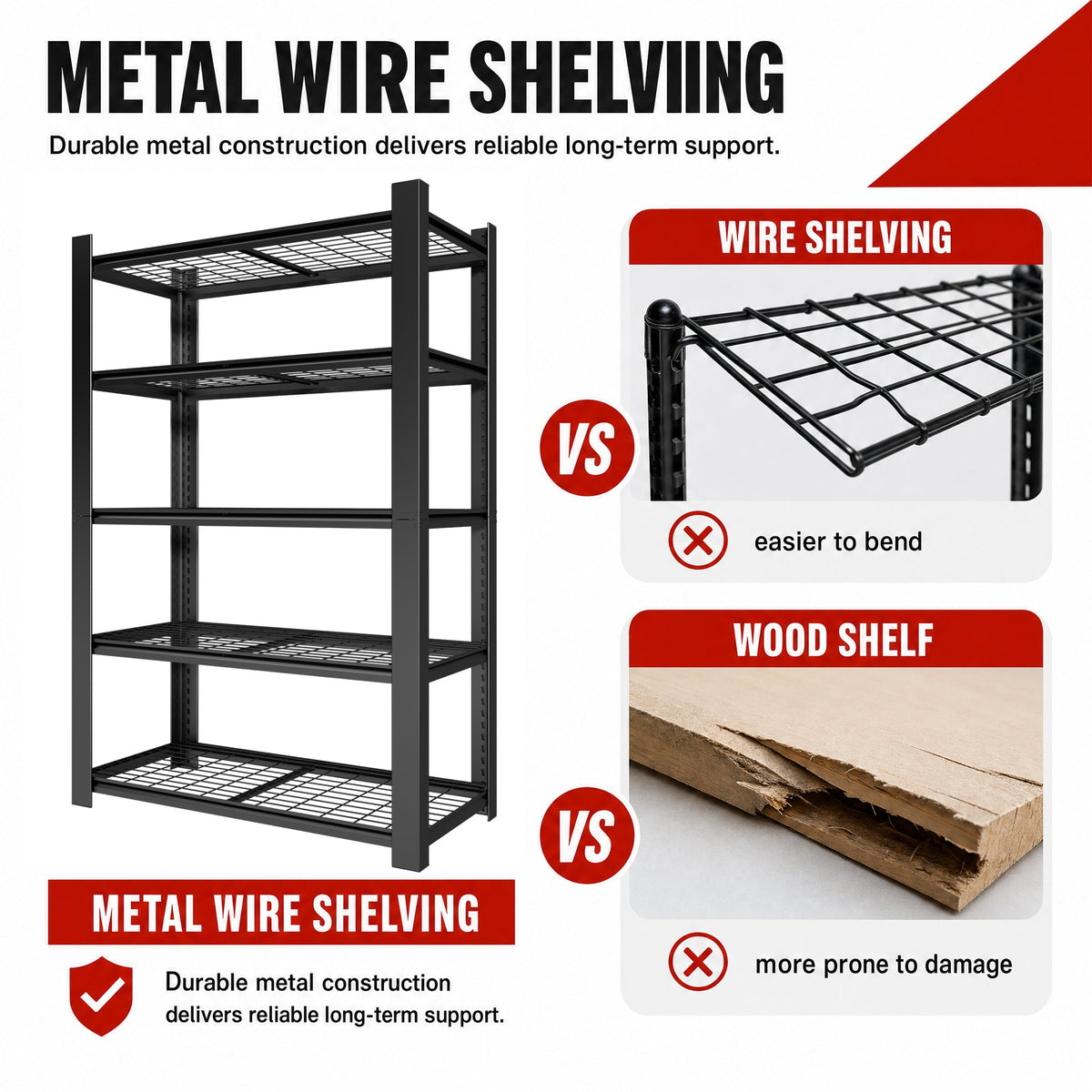 72"H Heavy Duty 5-Tier Shelving Rack