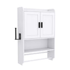 Bathroom Wall Cabinet with Adjustable Shelf and Towel Bar - White
